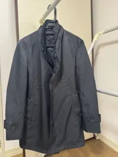 ブラック ストライプ ステンカラーコート