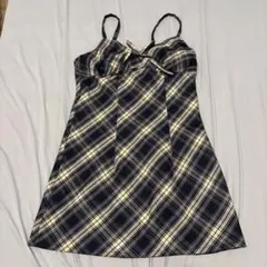 GRL チェック柄リボンキャミミニワンピース　sサイズ