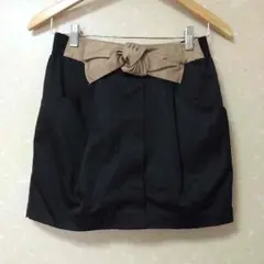 大人っぽい♪ミニスカ★黒×ベージュリボン★イーハイフン