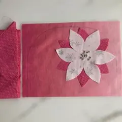 ハワイアンキルトポーチトップキット・クリスマス・ポインセチア・ピンク・手芸材料