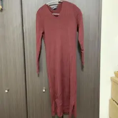 ナノユニバースバーガンディ ニットワンピース F