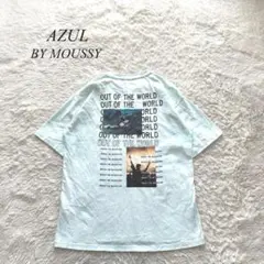 C5【アズールバイマウジー】オーバーサイズTシャツ　半袖　プリント　ブルー　M