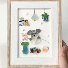 シーグラスアート　✧˖°♡機関車に乗って♡✧˖° 犬　鳥　機関車 シーグラスアート✧˖°♡機関車に乗って♡✧˖° 犬鳥機関車