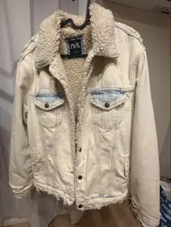 【ZARA】デニムジャケット ボア クラッシュ加工 3rd アウター 綿100％