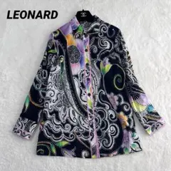 ☆極美品☆ レオナール ペイズリー柄シアーブラウス フロントボタン