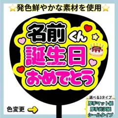 ⭐️よく目立つ⭐️ 誕生日おめでとう 蛍光 ピンク×黄 うちわ文字 ファンサ うちわ