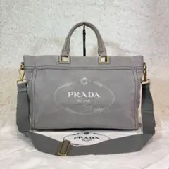 人気✨プラダ ハンドバッグ カナパ キャンバス ショルダーバッグ 2way