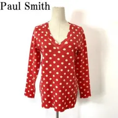 ポールスミス 長袖ニット ウール100％ ドット 赤 白 Ｍ B3236