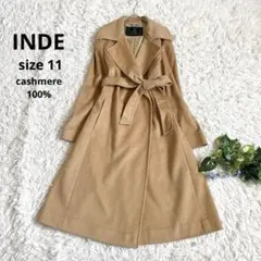 極美品⁂イネド⁂ロングベルテッドコート　カシミヤ100% キャメルブラウン　L