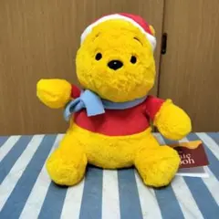 【美品】くまのプーさん　Mぬいぐるみ　クリスマスVer.