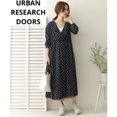 アーバンリサーチドアーズ ドットカシュクールガウンワンピース ネイビー