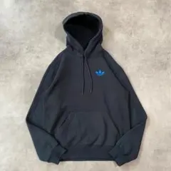 adidas アディダス パーカー 古着 トレフォイル 刺繍 S 黒 12694