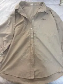 ベージュ ストライプ 長袖シャツ 'Fraise'