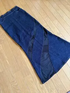 GALS VILLE 美品　デニム　濃紺　シースルー ロングマーメイドスカート
