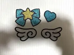 デコパーツ デコレーションパーツ デコうちわ 青 水色 ハート 羽 王冠