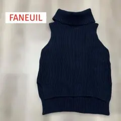 ネイビー タートルネック ニットベスト