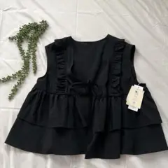 しまむら購入品　新品　ブラックフリルベスト