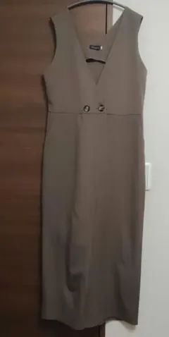 ラップ風サロペット　ダークブラウン