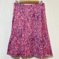 華やか総柄フレアスカート【44】ピンク パープル XL相当 大きいサイズ 膝丈