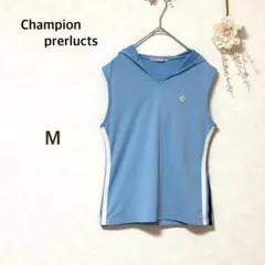 チャンピオン　タンクトップ　スポーツウェア　フード付き　ノースリーブ　　水色