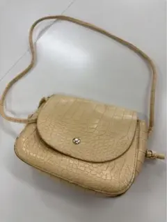 ベージュ クロコダイル風 ショルダーバッグ