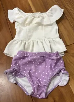 ベビー水着セット ホワイト・パープル 90cm