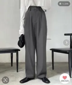 me+emselectミームセレクト太ベルト ハイウエストカラータックスラックス