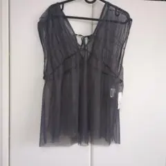 しまむら 新品 ベスト ジレ 重ね着 チェールシャリング ビスチェ L 濃灰