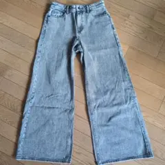 GU ワイドレッグデニム Mサイズ ライトグレー