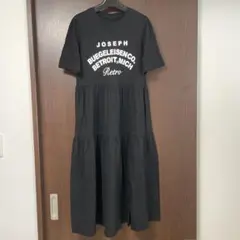 【値下げ】新品・未使用 プリント 半袖ロングワンピース ロゴプリントワンピース
