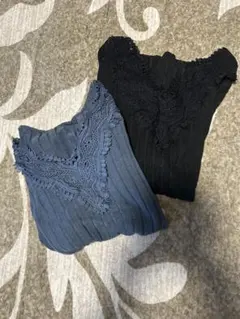 リブ編み長袖Tシャツ 2色セット　大きいサイズ　USED