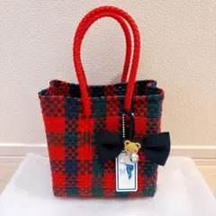 オンライン完売品 ファミリア メルカドバッグ ミニバッグ 赤チェック