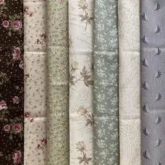 ローズ系小花柄カットクロス　7枚セット　27×26