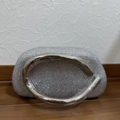 シルバー ビーズ装飾 パーティーバッグ