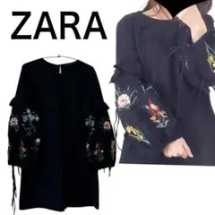 ZARA♡袖刺繍　袖リボン　ワンピース　チュニック