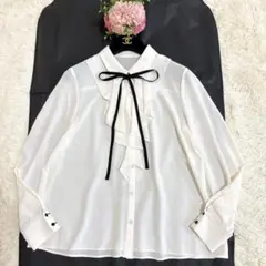 美品☆ANAYI ジョーゼットラッフルボウタイブラウス アナイ ブラウス