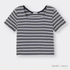 ジーユー　マルチボーダーミニT S ネイビーのサムネイル