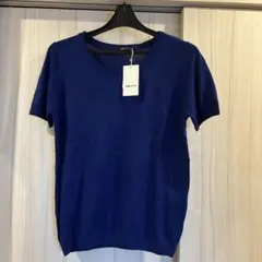 未着用　COMME CA ISM 半袖ニット ブルー M
