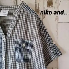 niko and...ニコアンド　ギンガムチェック切り替えワンピース　リネン混