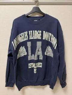 XLARGE LAプリント ネイビートレーナー L