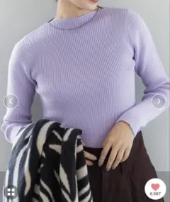 ラベンダー 極厚ボートネックニット