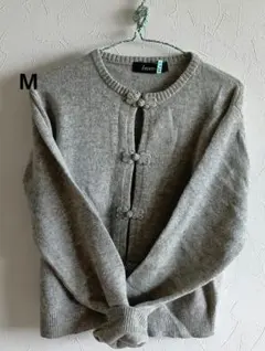 Inversion 杢グレー ニットカーディガンM アンゴラ混 ベルメゾン