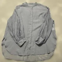 CIAOPANIC TYPY ブルー長袖シアーシャツ バンドカラー