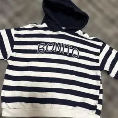 BONITO mtm トレーナー　パーカー　ボーダー　フード　紺　M