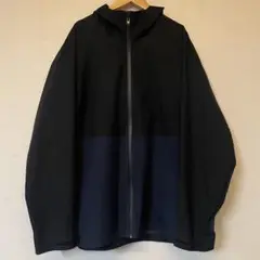 ユニクロ ブロックテックパーカー XL ブラック×ネイビー バイカラー ナイロン