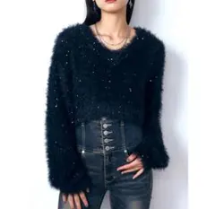 EMODA ラメ ニット シルバー