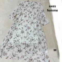 axes femme☆シフォンロングワンピースM 花柄 プリーツ