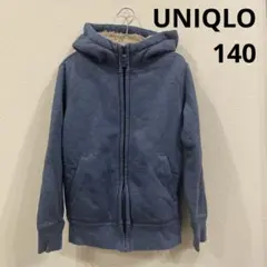 UNIQLO フリース裏地 フード付きパーカー 140 ネイビー　ユニクロ