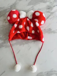 ディズニー　ファンキャップ　ミニーちゃん　ドット　水玉　赤