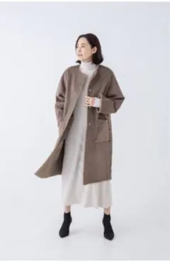 美品 スリードッツ ストール付き ボアコート エコファー エコペル 大草直子 美品 スリードッツ ストール付き ボアコート エコファー